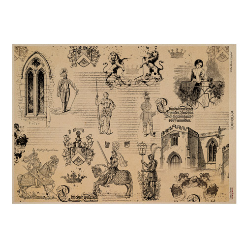 Arkusz kraft papieru z wzorem Vintage women's world #04, 42x29,7 cm - Fabrika Decoru