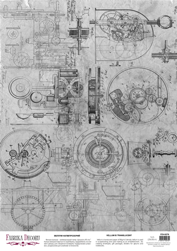 Deco Pergament farbiges Blatt Grunge Technical drawing, A3 (11,7" х 16,5") - Fabrika Decoru