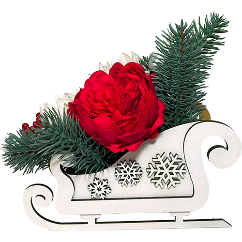 floristic arrangement “christmas sleigh”, 250 x 150 x 200 mm