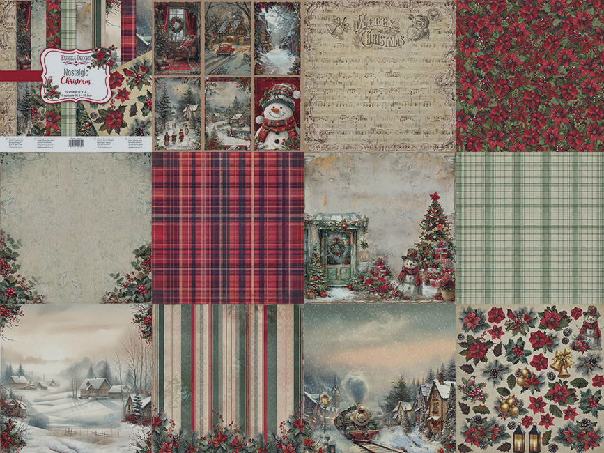 Zestaw papieru do scrapbookingu Nostalgic Christmas, 30,5 cm x 30,5 cm - foto 0  - Fabrika Decoru