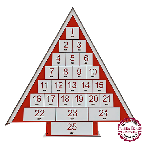 Kalendarz adwentowy na 25 dni, czerwono-biały, złożony - Fabrika Decoru