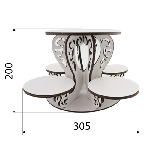 Openwork stand for sweets, cakes and bonbonnières "Swans", White, 305 mm х 305 mm х 200mm - foto 2