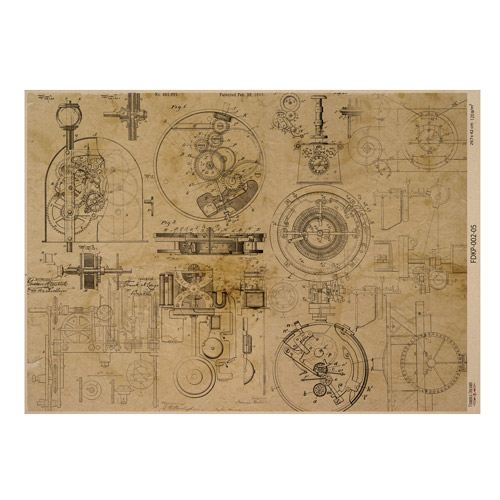 Kraftpapierbogen Mechanics and steampunk #05, 42x29,7 cm - Fabrika Decoru