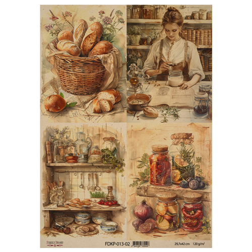 Arkusz kraft papieru z wzorem "Cooking delights", #2, 42x29,7 cm - Fabrika Decoru