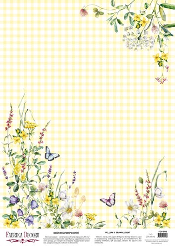 Deco Pergament farbiges Blatt Summer meadow Wildblumen, A3 (11,7" х 16,5") - Fabrika Decoru
