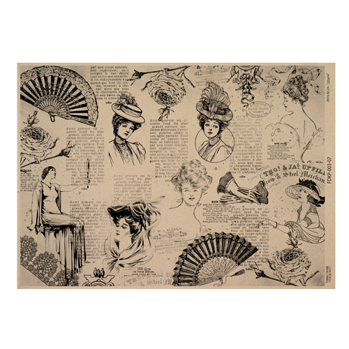 Arkusz kraft papieru z wzorem Vintage women's world #07, 42x29,7 cm - Fabrika Decoru