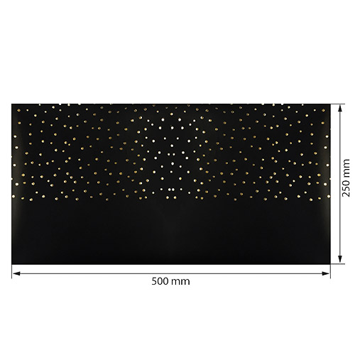 Skóra PU do oprawiania ze złotym tłoczeniem, wzór Golden Drops Black, 50cm x 25cm  - foto 0  - Fabrika Decoru