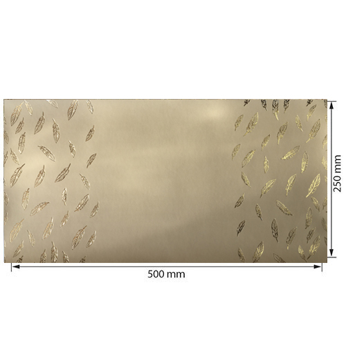 Piece of PU leather for bookbinding with gold pattern Golden Feather Beige, 50cm x 25cm - foto 0