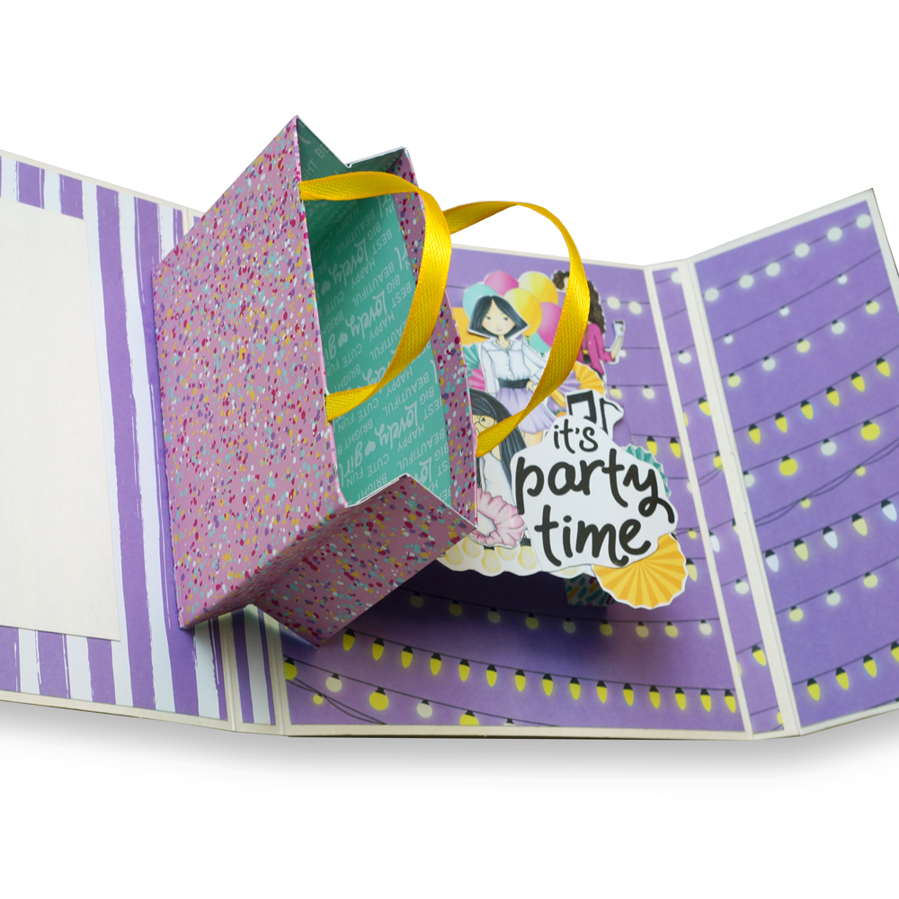 Zestaw DIY do stworzenia pop-up karty "Party Girl" 14 cm x 16 cm - foto 1  - Fabrika Decoru