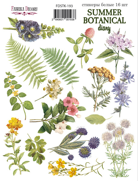 Aufkleber-Set 16 Stück Botanisches Sommertagebuch #193 - Fabrika Decoru