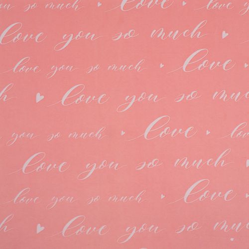 Kraftpapierbogen 12"x12" Schriftzug Love you auf Koralle - Fabrika Decoru