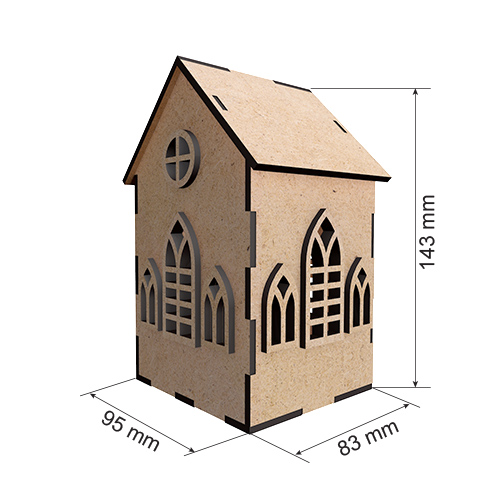 Заготовка для декорирования "Домик 12" с LED свечой в комплекте,  95 x 83 x 143 мм, #405 - Фото 0