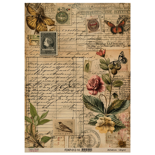 Arkusz kraft papieru z wzorem "Naturalist Notes", #10, 42x29,7 cm - Fabrika Decoru