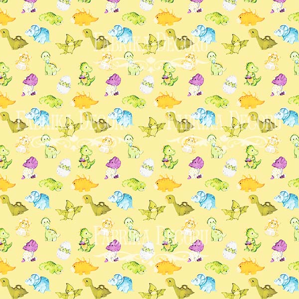 Double-sided scrapbooking paper set  Dino baby 8"x8" 10 sheets - foto 4