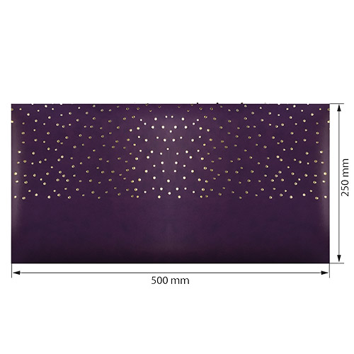 Piece of PU leather for bookbinding with gold pattern Golden Drops Violet, 50cm x 25cm - foto 0