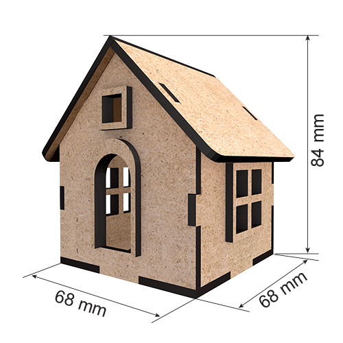 Заготовка для декорирования "Домик 10" с LED свечой в комплекте, 68 x 68 x 84 мм, #349 - Фото 0