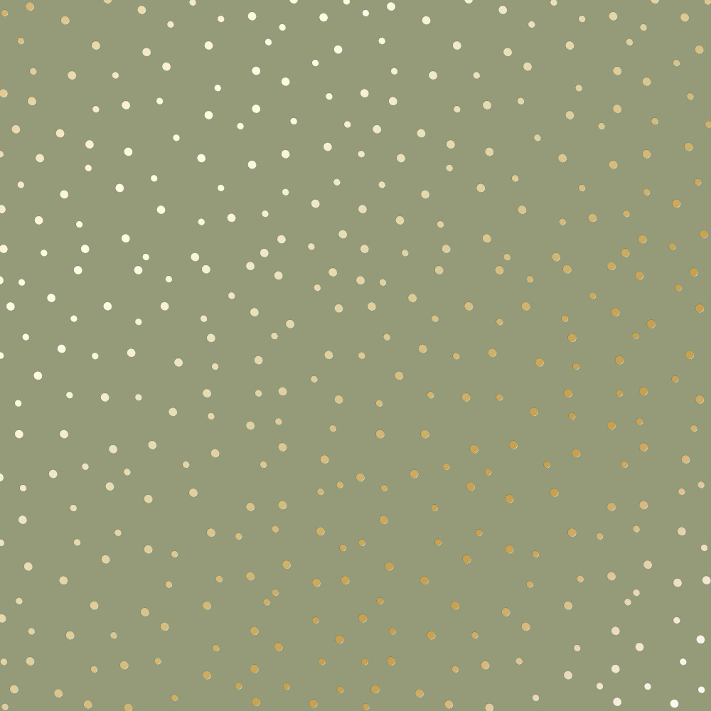 Sheet of single-sided paper with gold foil embossing, pattern Golden Drops Olive, 12"x12" 