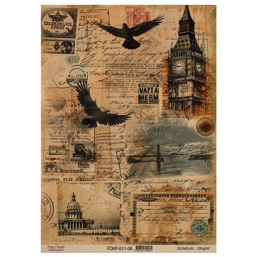 Zestaw jednostronnego kraftowego papieru do scrapbookingu Vintage Europe 42x29,7 cm, 10 arkuszy  - foto 8  - Fabrika Decoru