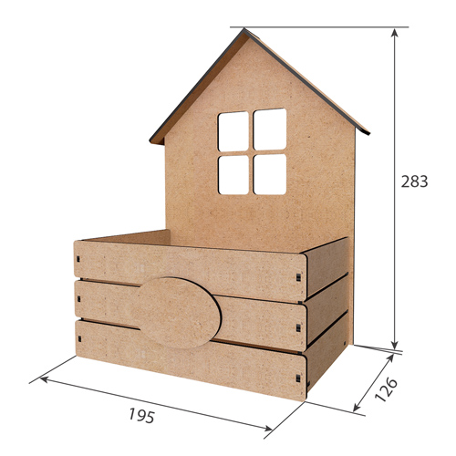 Kosz "Domek z oknem" na kwiaty i prezenty, 195х126х283 mm, Zestaw DIY #406 - foto 1  - Fabrika Decoru
