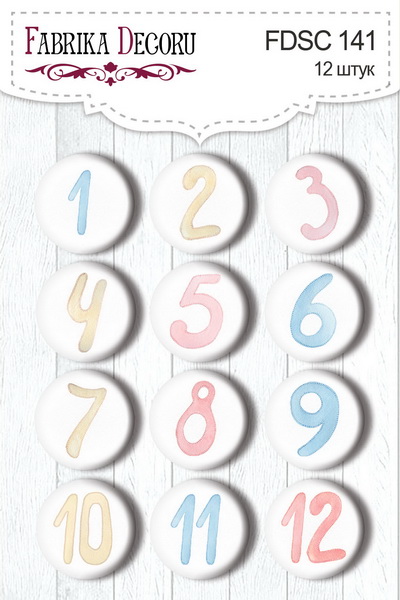 Flair buttons. Set of 12pcs "Numbers" #141
