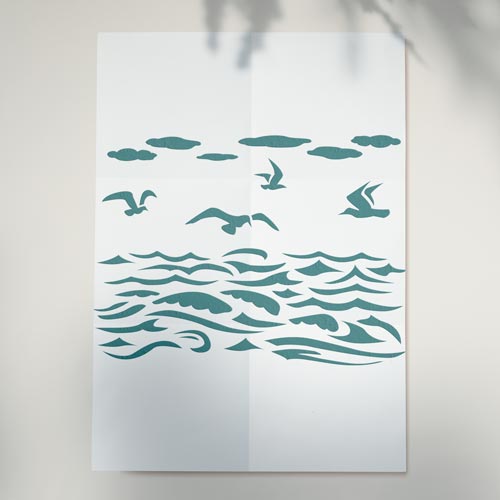 Stencil reusable, 15x20cm "Seagulls and sea", #368 - foto 1