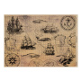 Kraft paper sheet Maps of the seas and continents #04, 16,5’’x11,5’’ 