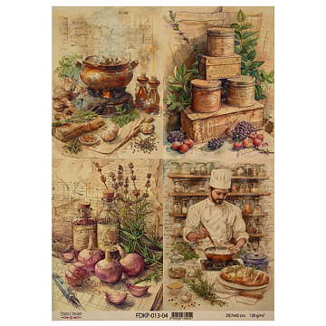 Arkusz kraft papieru z wzorem "Cooking delights", #4, 42x29,7 cm