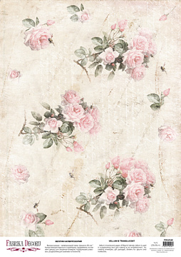 Deco vellum colored sheet Vintage roses, A3 (11,7" х 16,5")