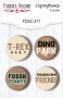 Zestaw 4 ozdobnych buttonów Dinosauria EN #471