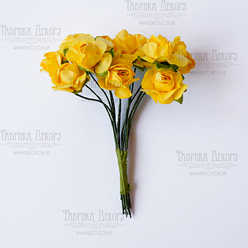 Zestaw małych kwiatów "Bukiet róż". Żółty. 12 sztuk 