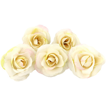 Tea rose flower mini, Ivory with pink, 1pc