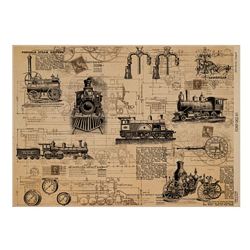 Arkusz kraft papieru z wzorem Mechanics and steampunk #01, 42x29,7 cm