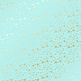 Sheet of single-sided paper with gold foil embossing, pattern Golden stars Turquoise, 12"x12"
