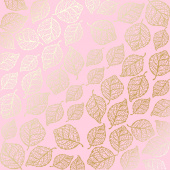 лист односторонней бумаги с фольгированием, дизайн golden delicate leaves pink, 30,5см х 30,5см