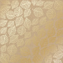 Arkusz papieru jednostronnego wytłaczanego złotą folią, wzór  Złote Delikatne Liście, Kraft, 30,5x30,5cm 