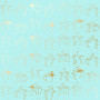 Sheet of single-sided paper with gold foil embossing, pattern Golden Flamingo Turquoise, 12"x12"