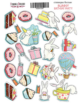 Kit of stickers 24 pcs Bunny birhtday party-1 #025