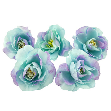 Tea rose flower, Blue with purple, 1pc