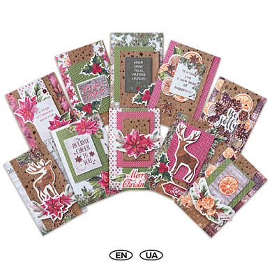 greeting cards diy kit, "botany winter", 10 cm x 15 cm