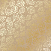 лист односторонней бумаги с фольгированием, дизайн golden delicate leaves kraft, 30,5см х 30,5см