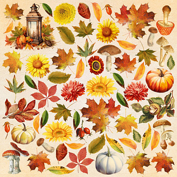 Sheet of images for cutting. Collection Bright Autumn 12"x12"