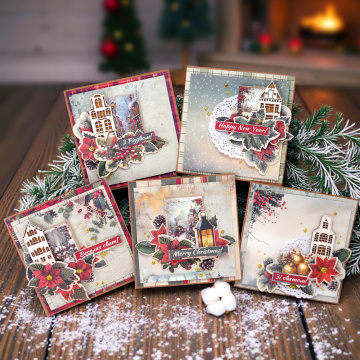 Set for creating 5 cards “Snowy Christmas” 15 x 15cm - 2