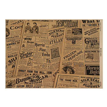Arkusz kraft papieru z wzorem Newspaper advertisement #08, 42x29,7 cm