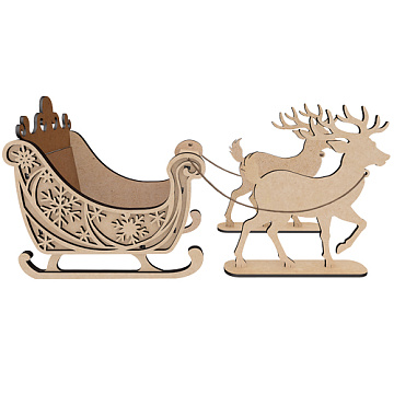 Desktop Arrangement (Blank) - "Sleigh with Snowflakes and Deer"