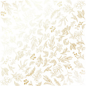 лист односторонней бумаги с фольгированием, дизайн golden branches white, 30,5см х 30,5см