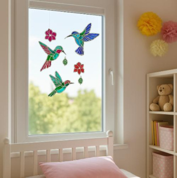 Art Stained Glass Kit "Hummingbirds in Flowers", for painting by numbers - 2