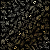 лист односторонней бумаги с фольгированием, дизайн golden branches black, 30,5см х 30,5см