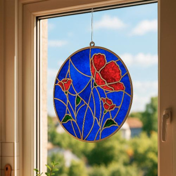 Art Stained Glass Kit "Red Poppies", for painting by numbers - 2