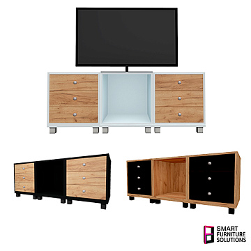 TV cabinet - Modular Furniture System "Mini", 1200 х 400 х 472 mm, Set: 2 cabinets, 1 section, 3 platforms