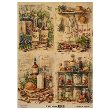 Arkusz kraft papieru z wzorem "Cooking delights", #9, 42x29,7 cm